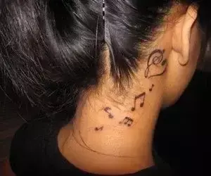 music note tattoo behind ear 1