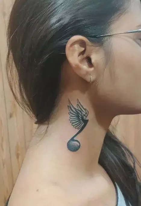 music note tattoo behind ear 11