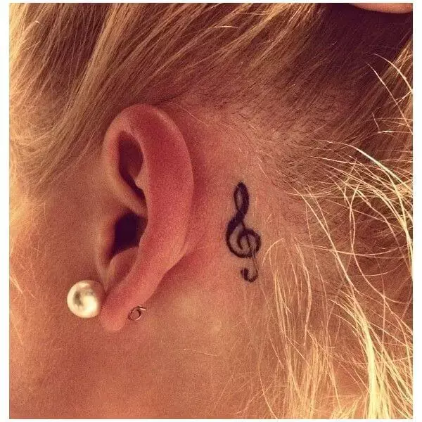 music note tattoo behind ear 17