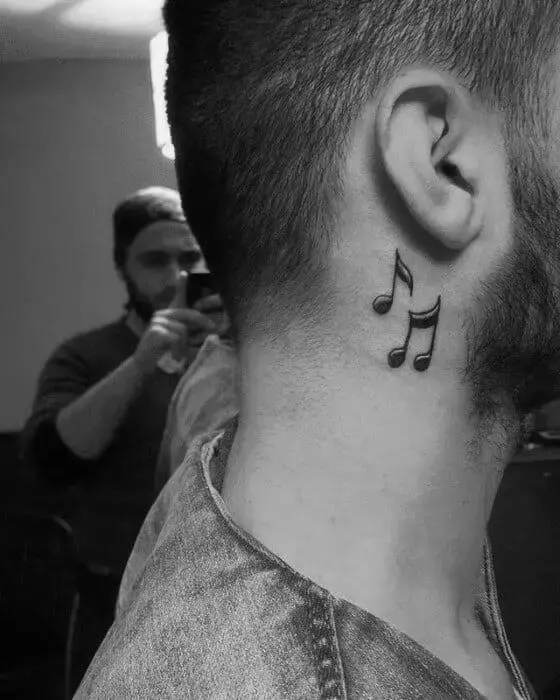 music note tattoo behind ear 24