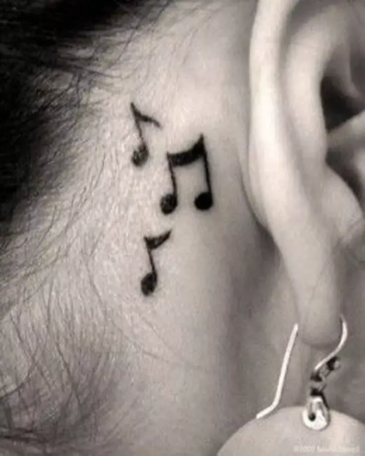 music note tattoo behind ear 32