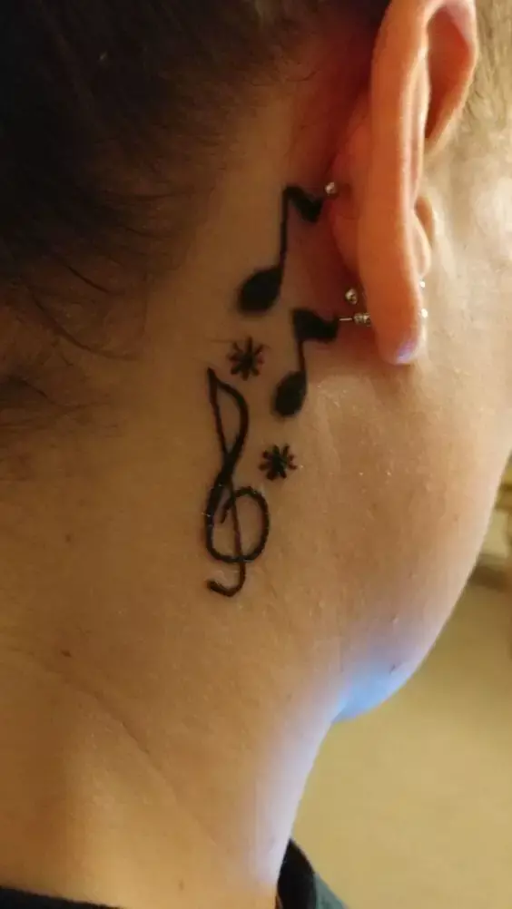 music note tattoo behind ear 41