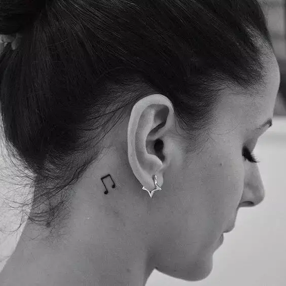 music note tattoo behind ear 52