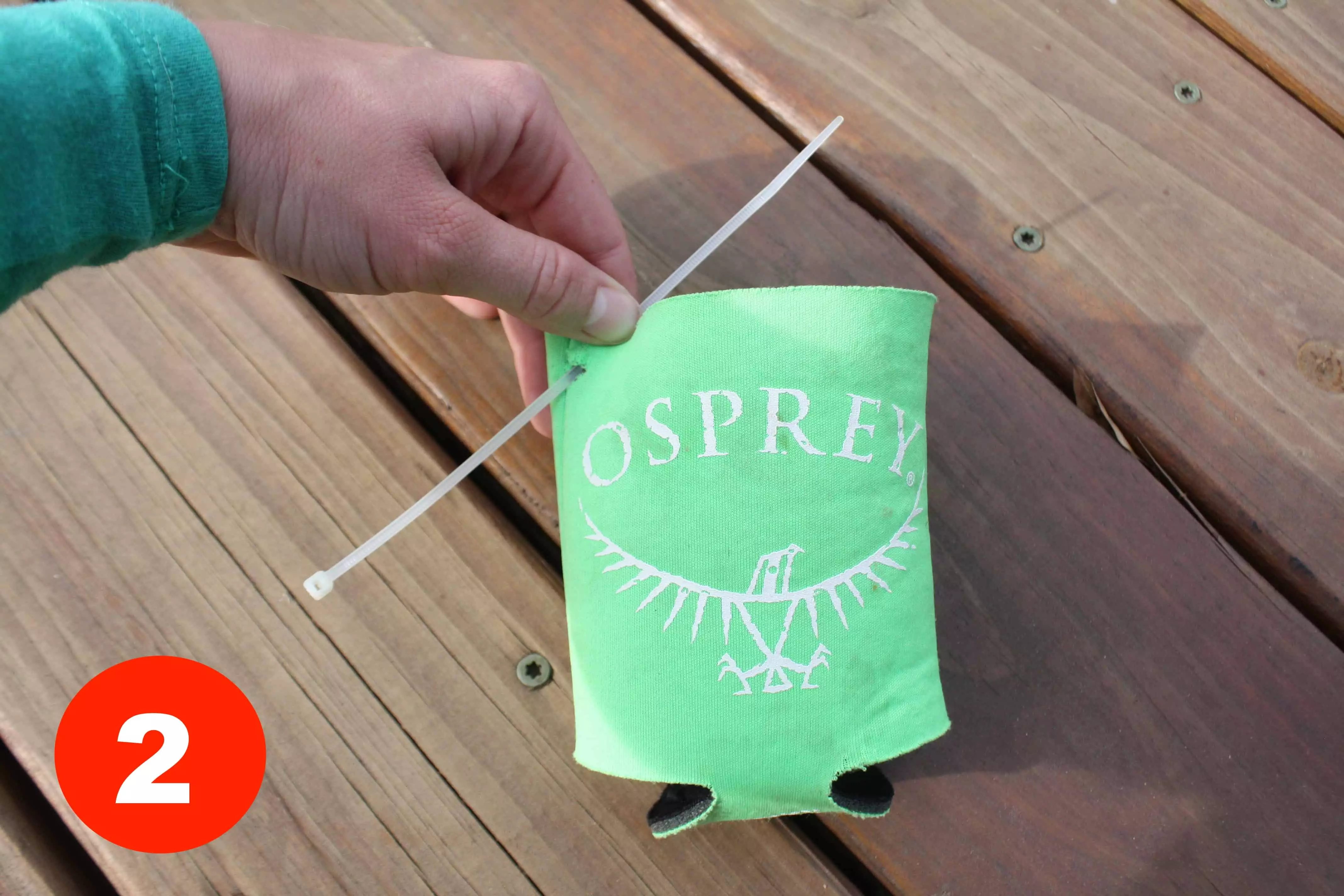 Step 2 of how to make a koozie water bottle holder