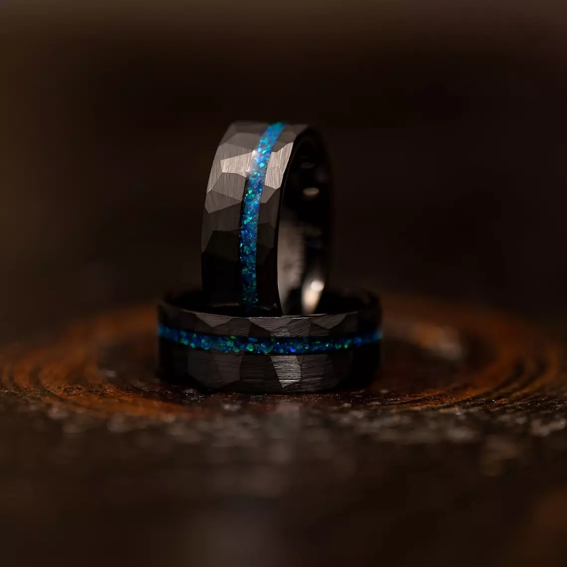 Black Hammered wedding Ring
