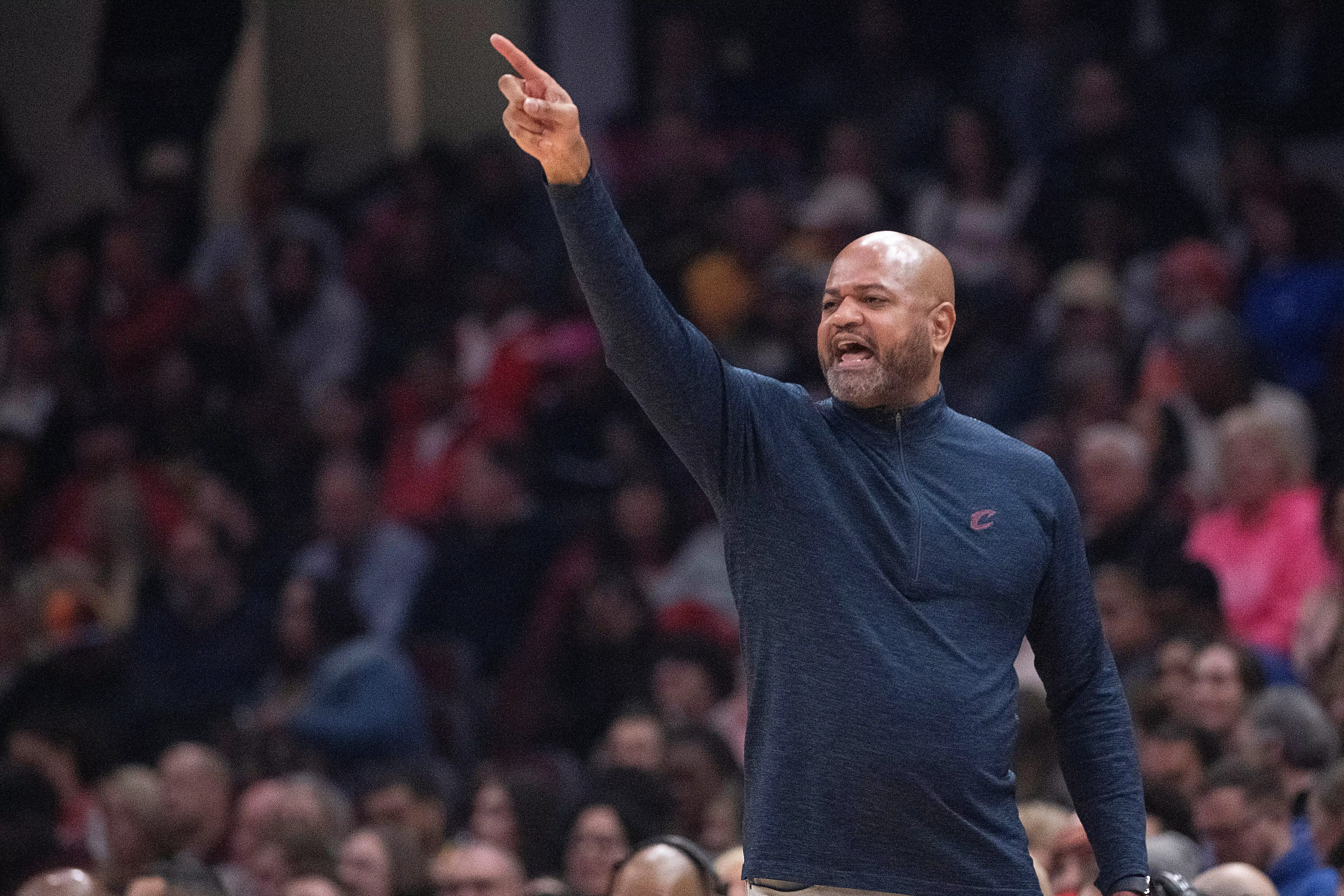 Cleveland Cavaliers head coach J.B. Bickerstaff directs the team against the Chicago Bulls during the first half Wednesday in Cleveland.