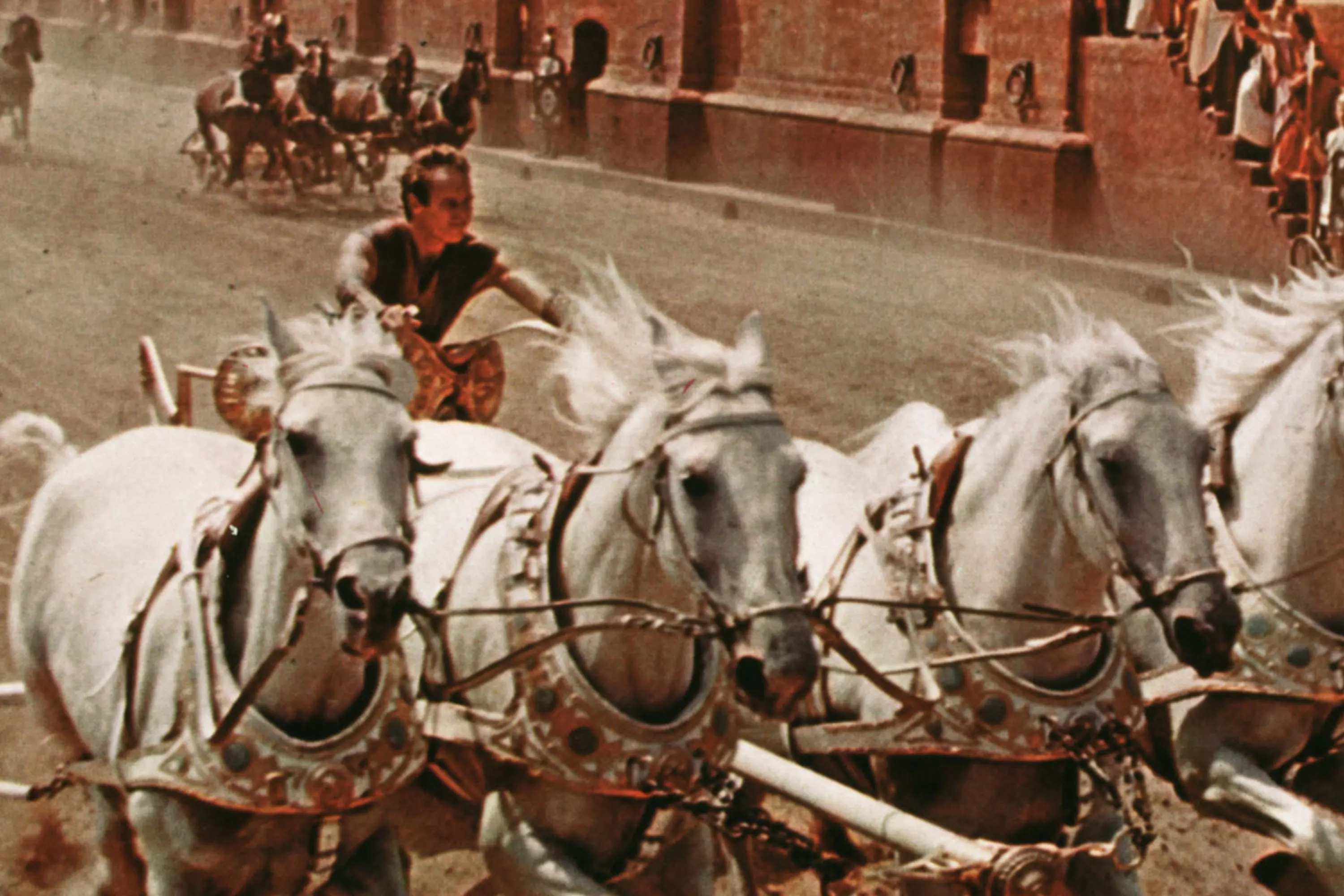 A man riding the chariot from Ben-Hur (1959)