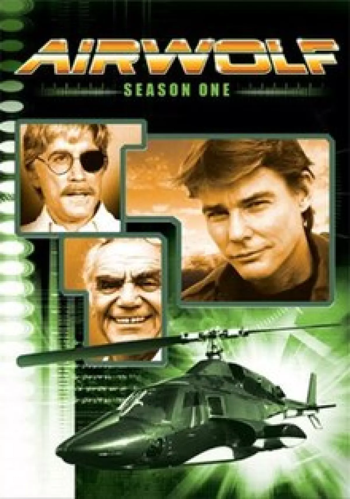 The cover of the first season DVD boxset released by Universal Studios; the characters featured are Michael Coldsmith-Briggs III ("Archangel") (left), Dominic Santini (middle) and Stringfellow Hawke (right)