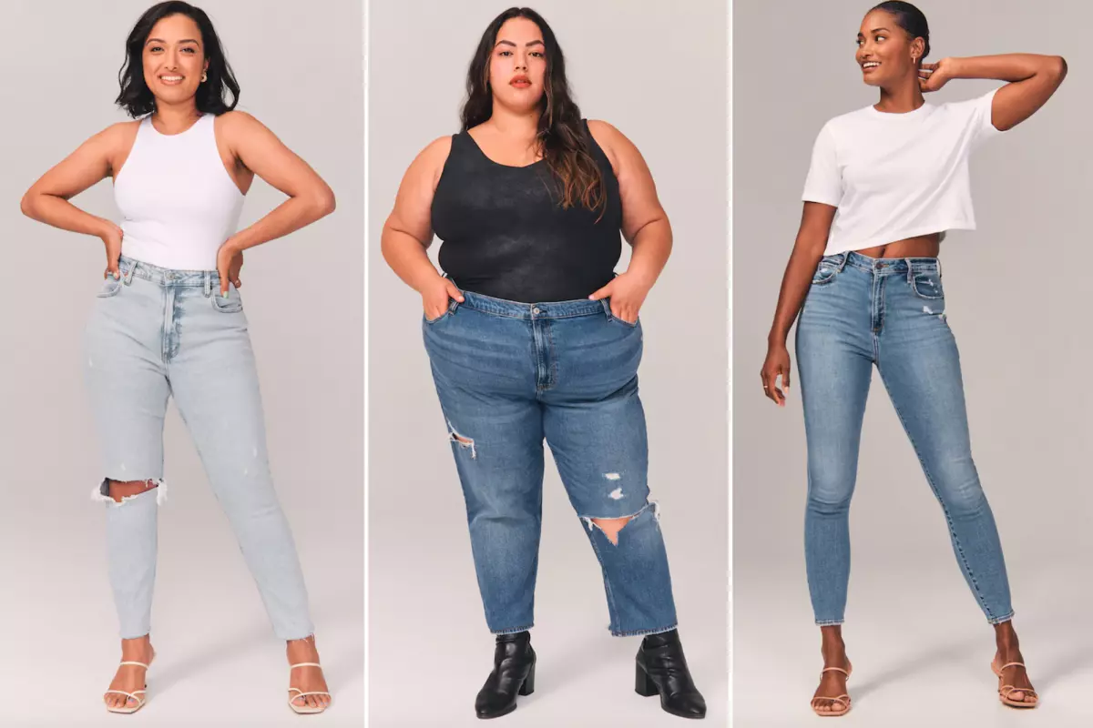 Three women of different sizes wear jeans and a black or white tank top